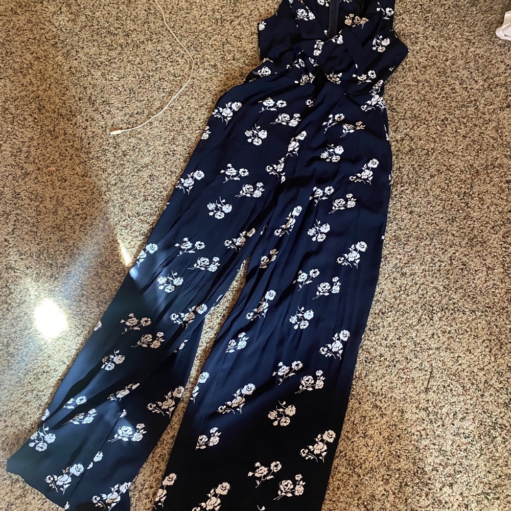 Navy blue print jumpsuit